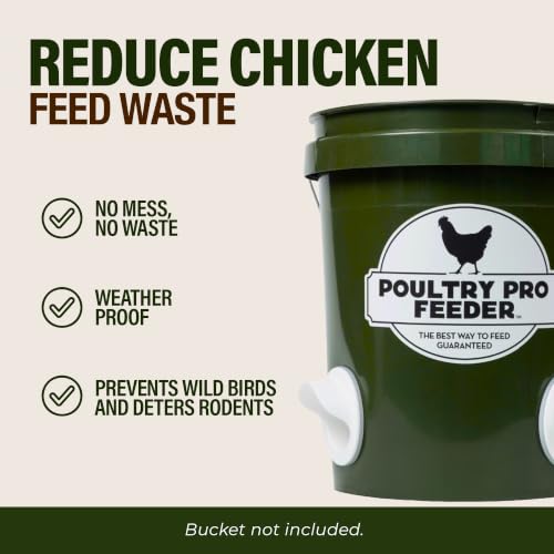 Poultry Pro DIY Chicken Feeder Kit, Weatherproof, 3 Ports & Hole Saw | As Seen on Shark Tank, Gravity Fed Chicken Feeder, for Buckets, Barrels, Bins & Troughs, Poultry Feed (Bucket Not Included) - style: Original Feeder 3 Pack