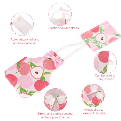 4pcs Reusable Bird Diapers, Cute Pet Bird Diaper with Waterproof Inner Washable Parrot Nappy for Parakeet Cockatiel Budgie Pigeon Lovebird Canary (4 Fruit-Themed Styles)