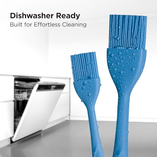 Kitchen Mama WaltzGrip Platinum Silicone Basting Pastry Brush, Blue | Heat-Resistant, For Cooking, Baking, Grilling, Spreading Oil or Butter, Dishwasher-Safe - color: Blue