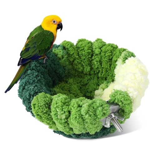Admaison Bird Nest for Cage,Plush Hanging Bird Bed for Parakeet,Breeding Bird House for Conure,Budgie,Cockatiel,Lovebird,Canary,Finch,Hamster,Small Pets,Warm Nest(Green, L) - color: Green, size: L