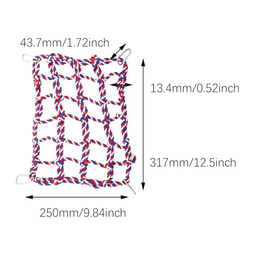 2PCS 12.5 Inch Yellow Red Woven Climbing Net Hammock Net with Stainless Steel Hook Climbing Toys Suitable for Bird Hamsters Guinea Pigs