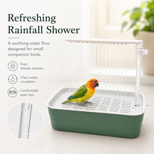 Parrot Bathtub Indoor Automatic Bath Shower,Bird Bath with Pump(Big Green) | Bathtub with Running Water,Large Bird Shower Fountain,for Birds African Grey Amazon Conure Parakeet Cockatiel - color: Green