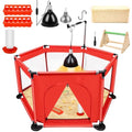 Chicks Brooder Box for Chicken Starter Kit- Includes Timing Heat Lamp Set, Detachable Chicken Brooder, Up to 15 Chicks, Sawdust, Chick Feeder and Waterer Set, Chick Perch 6-in-1 Chicken Coop Set.(Red)