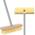 Floor Scrubber Brush with Long Handle for Deck Cleaning, 52'' Stiff Bristle Scrub Broom for Shower, Bathroom, Boat, Concrete, Carpet, Garage - color: Yellow