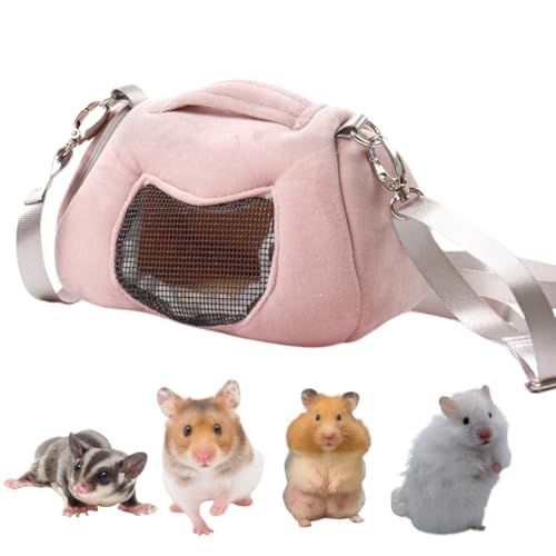Small Pet Carrier Bag with Adjustable Shoulder Strap Hamster Travel Cage Breathable Carrier Portable Travel Carrier for Birds Sugar Glider Golden Hamsters (Pink A) - color: Pink A