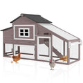 Aivituvin Mobile Chicken Coop with Wheels for 2-4 Chickens, Backyard Expandable Chicken House Duck Cage with Run, 2 Nesting Boxes, Easy Clean Pull-Out Tray, Leak-Resistant Asphalt Roof, 72.3"(Brown) - color: Brown, size: 72.3"L x 26.0"W x 39.4"H