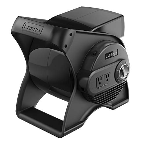 Lasko Pivoting High Velocity Portable Utility Fan - 12" - U12104 - Black | Adjustable Air Mover Blower Fan for Bedroom, Office Desk, Garage, and Home, With 2 Outlets 120V, 3 Speeds