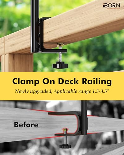 iBorn Bird Feeder Hook for Deck Railing Outside Hanging for Hummingbird Feeders Deck Hanger,3 Hooks 360 Degree Swivel,Attracting Birds Shepard Hook for Bird Feeders (Feeders are Not Included) - size: 26.7" Height with Tri-Hooks