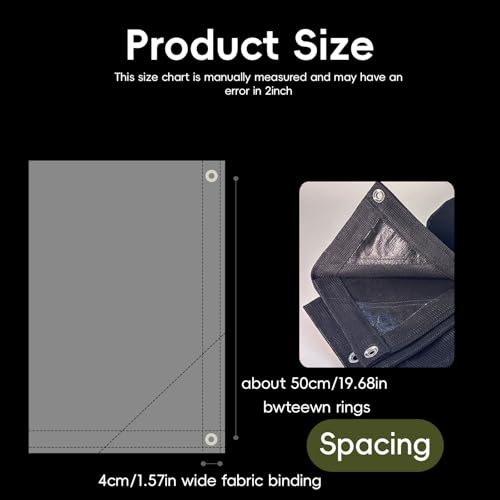 70% Black Shade Cloth 12x26 ftHeavy Duty Mesh Tarp with Grommets Weather-Resistant Sun Shade Netting for Dump Trucks Pergola Greenhouse Chicken Coop Patio Plants Growing Outdoor Protection - size: 12x26 ft