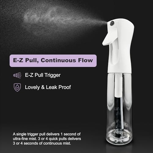 2 Pack Spray Bottles for Hair - Continuous Water Mister Spray Bottles with Ultra Fine Mist Spray for Hairstyling, Barbers, Salons, Skin Care, Cleaning, Plants, Pets (Ivory, 10.1 oz) - color: Ivory, size: 10.1 oz
