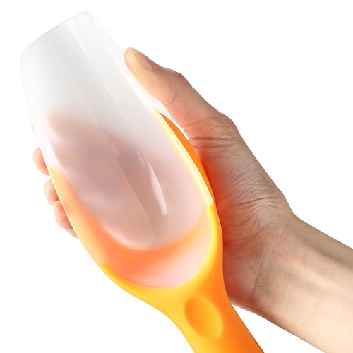 Spring Chef Magnetic Ice Scoop for Freezer, BPA-Free Food Scooper, Mango | Flexi-Plastic Popcorn Scoop with Soft Grip Handle - Dishwasher Safe Ice Scooper - Food Scooper for Flour, Grains, Pet Food - color: Mango