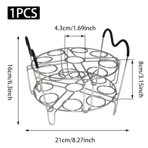 304 Stainless Steel Stackable Egg Steamer Rack Holds 18 Eggs | Double-layer Wire Steaming Rack & Skewers with Heat-Resistant Handles for 6qt/8qt Pressure Cooker Grilling - color: Double-layer Stackable