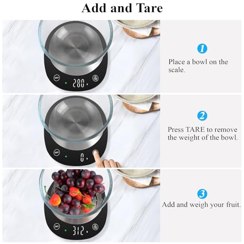 Homebuds 22lb Digital Food Scale Grams and Ounces in 1g, High Precision Assured by Kitchen Scale Professional Factory Since 2001, Gram Scale for Cooking and Baking, LED, 3*AAA Included, Black - color: Black