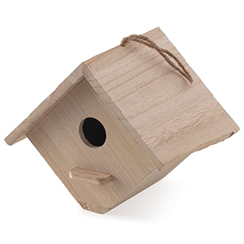 7" Wooden Hanging Wood Birdhouse by Make Market - Unfinished Hanging Birdhouse Made of 100% Wood, Outdoor Nesting Boxes - Bulk 8 Pack