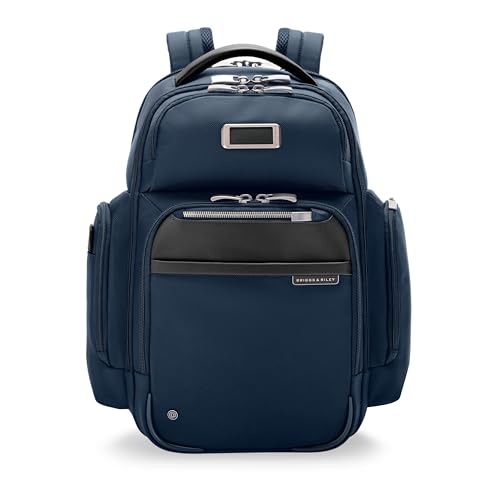 Briggs & Riley Medium Cargo Backpack for Women & Men - Laptop Backpack, For Work & Travel, Lightweight & Durable, Padded Straps, Fits up to 15" Laptop - @work Collection, Navy - color: Navy, size: Medium Cargo Backpack