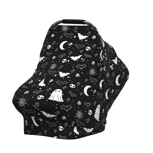 Gothic Halloween Baby Car Seat Covers Goth Baby Stuff Multi-use Carseat Canopy for Boys and Girls Stretchy Infant Carseat Cover Shower Gifts - color: goth