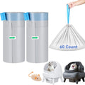 60 Count Automatic Cat Litter Box Liners Bags Compatible with NeakasaM1 Petpivot Autoscooper 11/12 and Similar Open-Top Self-Cleaning Cat Litter Box, Drawstring Handle Heavy Duty Leak-proof, 27*13in - size: 60 Count (Pack of 1)