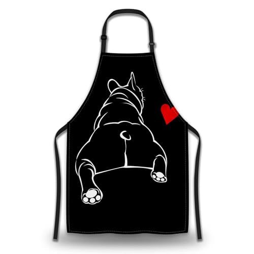 Cooking Apron for Women Bulldog Funny Aprons for Men for Kitchen Restaurant BBQ Painting Crafting Gardening 27” (W) x 31” (H), Waterproof Apron - color: Bulldog