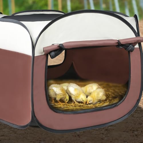 Chicken Brooder Box for Chick Starter Kit - 2026 Upgrade Double Door Chicks Brooder Pen/Chickens Playpen/Chick Tent Baby Chickens Supplies Up to 15 Baby Chicks,Duck,Quail - color: brown 2