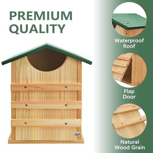 Owl House, 13.5x9.5 Inch Owl Nesting Box for Outside with Mounting Screws and Wood Shavings, Cedar Screech Owl House, Bird Boxes for Wildlife Lovers - style: Standard