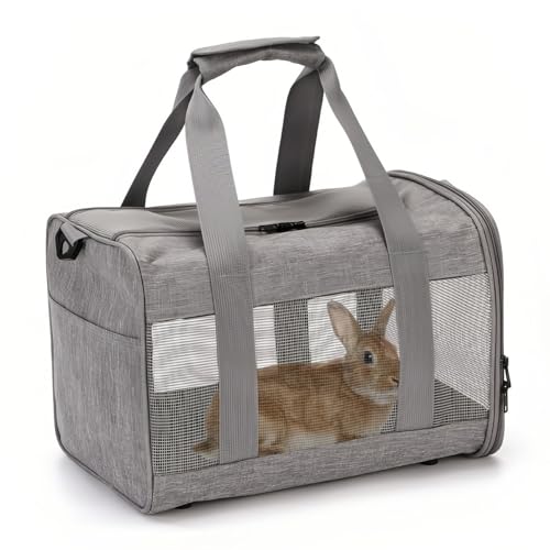 PINVNBY Small Pet Carrier, Guinea Pig Carrier, Bunny Carrier for Travel Camping Outdoor, Breathable Pet Portable Hand Bag for Hamster Rabbit Guinea Pig（Gray） - color: Gray