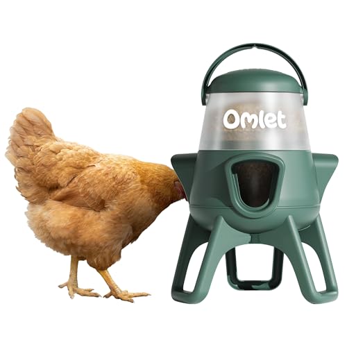 Omlet No Waste Chicken Feeder for Coop | Anti-Spill Poultry Feeder with 3 Feeding Ports | Hanging or Free Standing | Weatherproof | 6lb - size: 6lb