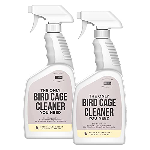 Natural Rapport Bird Cage Cleaner, Plant-Based Poop Remover, 2pk 32 oz | Plant-based enzymes & probiotics, no harsh chemicals - Removes bird waste & odor - For all bird owners - size: 32 Ounce (Pack of 2)