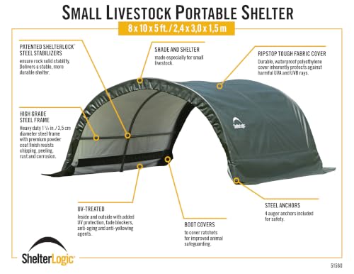 ShelterLogic 8' x 10' x 5' Small Round Livestock and Agricultural Storage and Shade Shelter Kit
