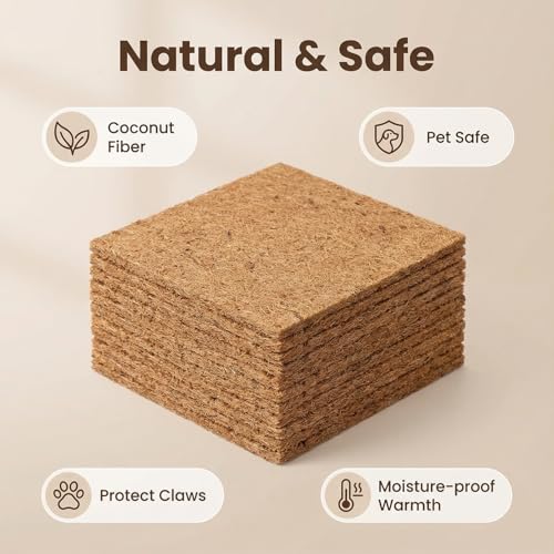 10Pcs Reptile Carpet Mat Chicken Coop Floor Liner Nesting Mat Natural Coconut Fiber Pet Mat Substrate Liner Terrarium Planter Liner for Lizard Turtle Snake Gecko Bearded Dragon Tortoise 12*12"