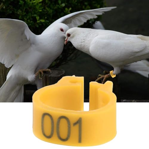 100PCS/Bag 8MM Plastic Pigeon Bands Rings, 001-100 Numbered Plastic Pigeon Bird Leg Bands Rings with Number(Yellow)