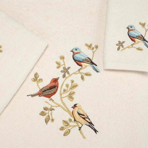 Avanti Linens - 3pc Towel Set, Soft & Absorbent Cotton Towels (Premier Songbirds Collection)
