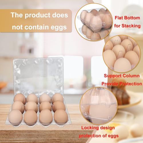 120 Pack Bulk Egg Cartons, Clear Plastic Chicken Egg Holders, Egg Tray Carton Holder for Home & Kitchen, Farm & Market Use, An Eco-Friendly Egg Storage Solution, 12 Grids - size: 120 Pack Egg Cartons 12 Grids 3x4