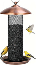 Gtongoko Finch Feeders for Outside All Metal Mesh Tube Bird Feeder Copper | 2.5 LB Hanging Bird Feeder for Nyjer & Thistle Seed, Weather-Resistant Lid, Easy Refill & Cleaning, Closed Metal Ring - color: Copper-0.24"
