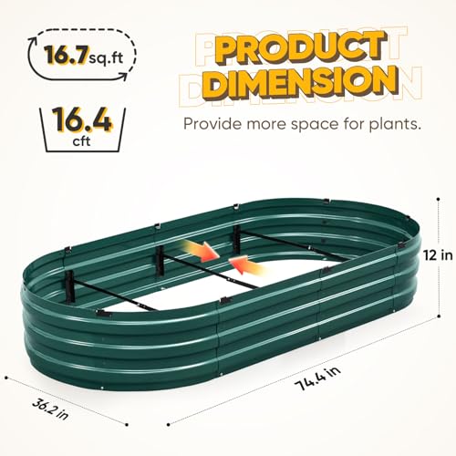 King Bird Raised Garden Bed Quick-Setup 74x36x12 in 2PCS | Galvanized Planter Box Outdoor for Gardening, Vegetables, Flowers, Green - color: Green, size: 2X 74X36X12 in