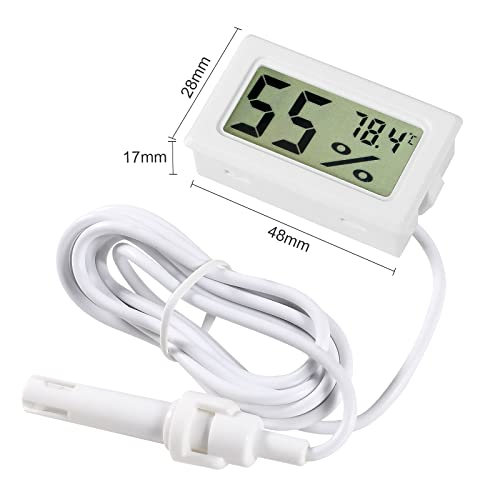 2Pcs Mini Digital Thermometer Hygrometer with Probe TPM-10 Indoor Temperature Humidity Meter LCD Fahrenheit (℉) Display Hygrometer Thermometer Gauge for Incubator Reptile Plant Terrarium - color: White 2PCS