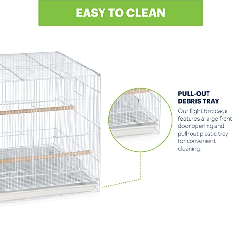 Prevue Pet Products Flight Cage Metal Steel Bird Crate, Multi-Bird Home Stackable Cage for Birds, Home Crate for Extra-Small Pet Parakeets, Finches, and More, White