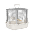 Bird Carrier Travel Cage, Durable Portable Stainless Steel Birdcage with Bird Perch & Feeding Bowl for Parrots Canaries Budgies Lovebirds Conures Cockatiels (Small White) - size: Small White