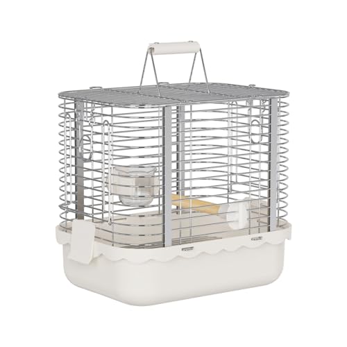 Bird Carrier Travel Cage, Durable Portable Stainless Steel Birdcage with Bird Perch & Feeding Bowl for Parrots Canaries Budgies Lovebirds Conures Cockatiels (Small White) - size: Small White