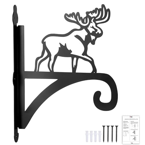 ATKKE Hanging Plant Bracket Hangers Indoor Iron Wall Mount,11” Moose Silhouette Ornamental Iron Hangers Hookers for Flower Pot Lantern Bird Feeder Wind Chimes - size: Moose