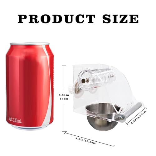 Interactive Bird Feeder with Rolling Foraging Toy - Clear Acrylic Treat Dispenser & Stainless Steel Bowl for Small to Medium Birds | Cage-Mounted with Rust-Resistant Metal Perch