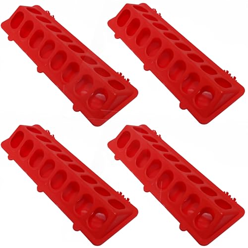 Quail Feeder, 4 Pack Chick Feeder No Waste, Poultry Feeder and Waterer Set, Flip Top Small Chick Feeders for Quail, Chicks, Duckling, Parrots, Birds, Pigeon Supplies