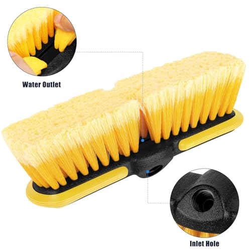 Car Wash Brush, 10'' Soft Bristle Scrub Rv Brush Head for Washing Exterior | Outdoor Broom and Truck Brush for Cleaning Window, Wall, House Floor, Deck, Patio, Boat, Vehicles