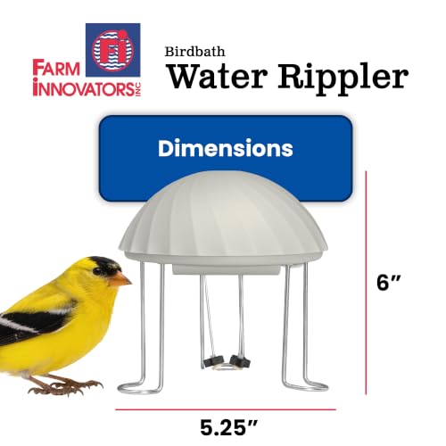 Farm Innovators Birdbath Water Rippler Agitator | Creates ripples to reduce stagnant water, attract birds and discourage mosquito breeding, battery-powered