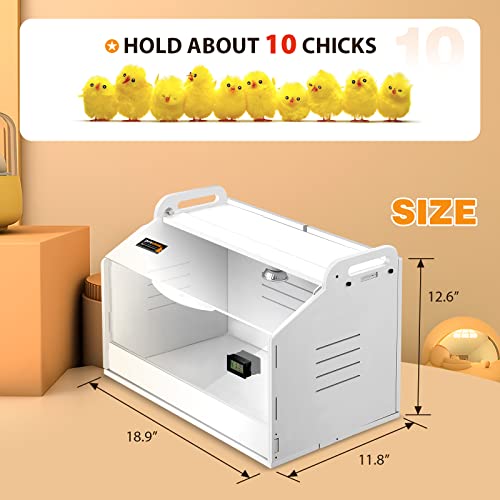 Chicken Brooder Box for Chicks with Heating Lamp Up to 10 Chicks | Quail Brooder with Heating Lamp, 2 Mode Thermometers Warms Up to 10 Chicks for Duckling Parrot Lizard