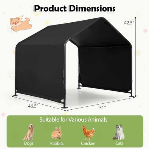 Large Dog Shade for Outdoor,4.2' x 3.8' x 3.5' Pet Tent Canopy | PU Coating | Waterproof | Robust Metal Frame | Ground Stakes Included | Ideal for Medium & Large Dogs |