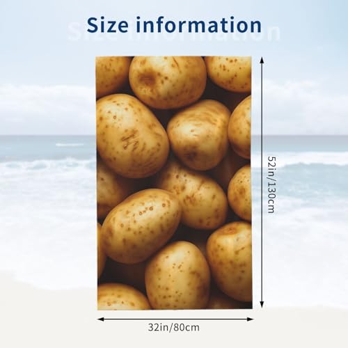 Funny Potato Print Beach Towel, 31inx51in, Sand-Free Microfiber, Quick Dry, Absorbent, Lightweight, Perfect for Swimming, Pool, Beach, Travel - color: Color 261