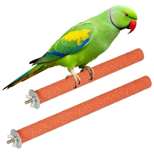 Bird Cage Perch, Colorful Parrot Grinding Claw Sticks, Platform Paw Stand Toy 8/10 Inch, (Wooden, Orange, 2Pcs), Intended for Small Medium Birds/Parrots/Finches/Lovebird - color: Orange, size: 8/10 Inch