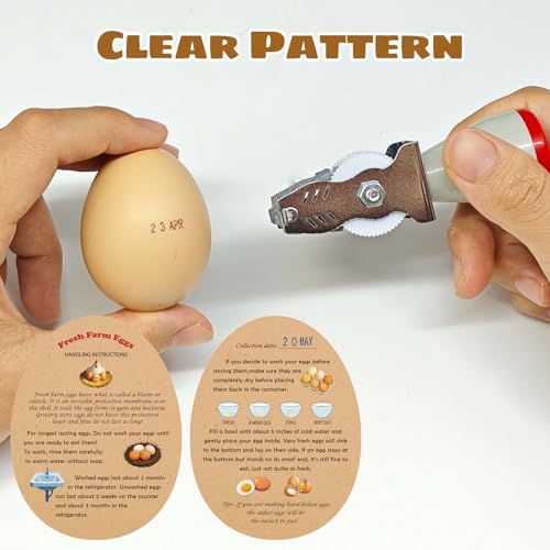 Egg Date Stamps for Fresh Eggs, with a Four-Color Ink Pad, 50 Farm Fresh Eggs Instructions, Egg Dater Kit, Date Roller Stamps, Date Label Stamper for Egg Mark Farm Office Shipping Receiving