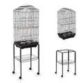 60" Metal Large Bird Cage with Stand, Rolling Parrot Cage with Storage Shelf, Slide-Out Tray, Perch & Bowls, Indoor Outdoor Bird Aviary for Cockatiels, Parakeets, Finches, Aviary for Porch Yard