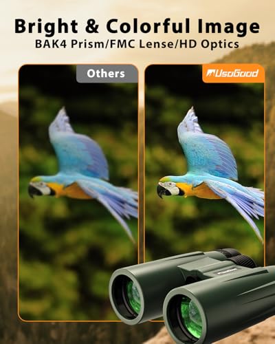 Professional 12x42 HD Binoculars - High Powered Large View with | Clear Low Light Vision - Adults Binoculars for Bird Watching, Hunting, Hiking, Travel, Cruise, Green, AT66V3
